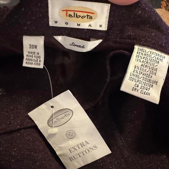 Talbots Woman 20W Purple Wool Blend Lined Stretch Trousers Tweed Pants - Picture 6 of 8